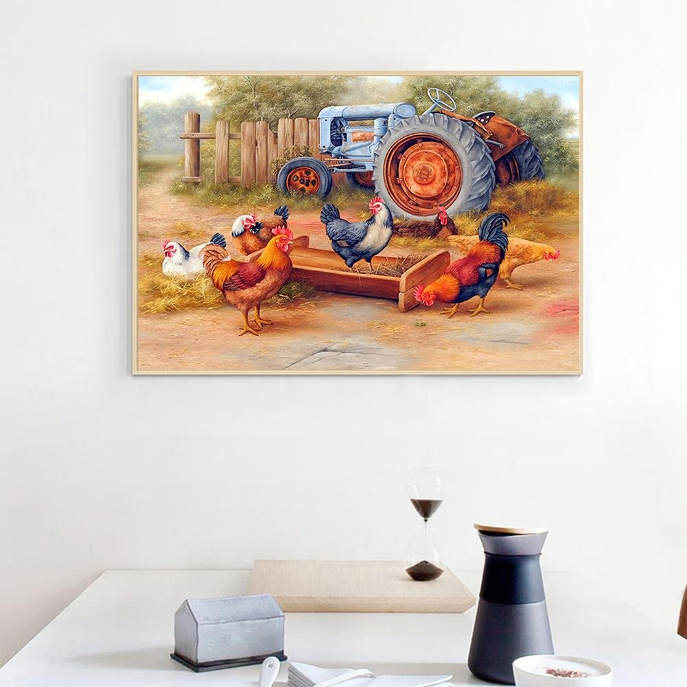 Rooster Diamond Painting - Full Round - Farm Chicken