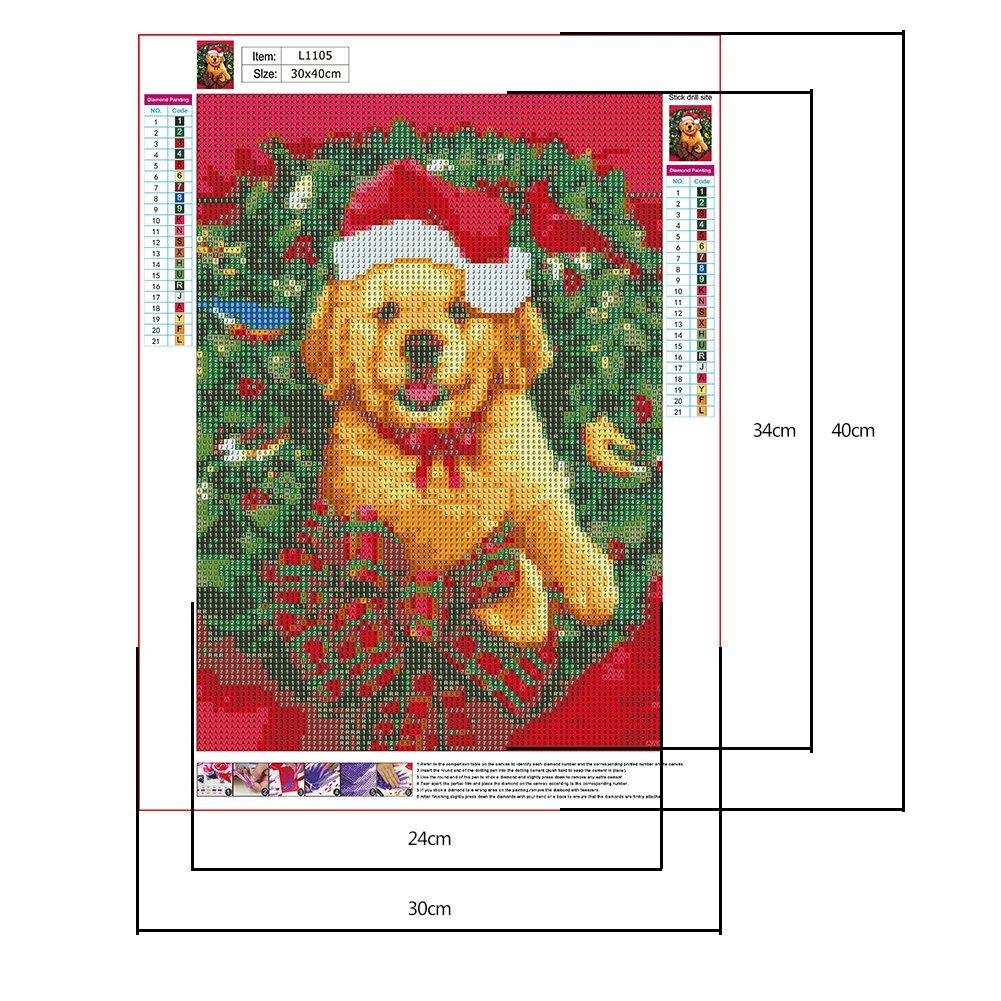 Diamond Painting - Full Round - Christmas Dog A