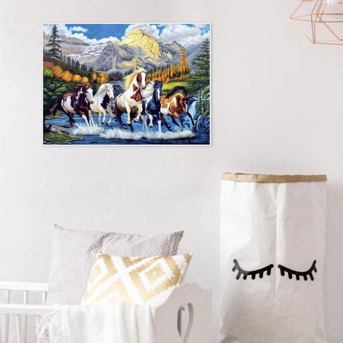 Gallant Horse Hand Painted Canvas Oil Art Picture Craft Home Wall