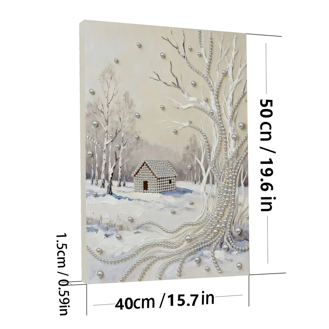 DIY Pearl Painting With Frame - Handmade Self-Adhesive Pearls - Snowfield (30*40cm)