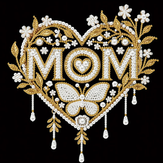 DIY Pearl Painting With Frame - Handmade Self-Adhesive Pearls - MOM (25*25cm)