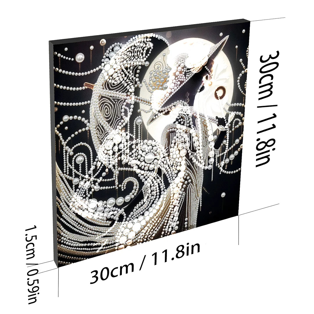DIY Pearl Painting With Frame - Handmade Self-Adhesive Pearls - Lady (30*30cm) H