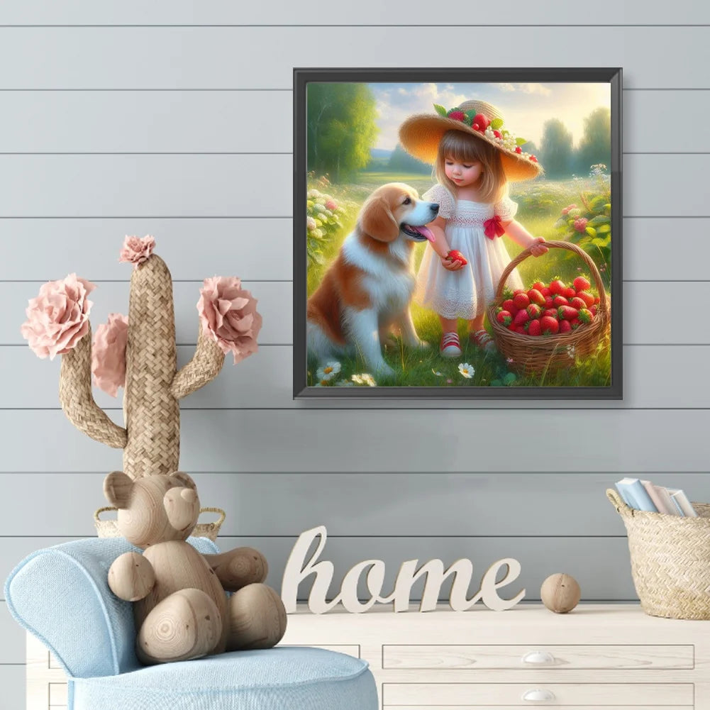 Diamond Painting - Full Round / Square - Dog and Girl V