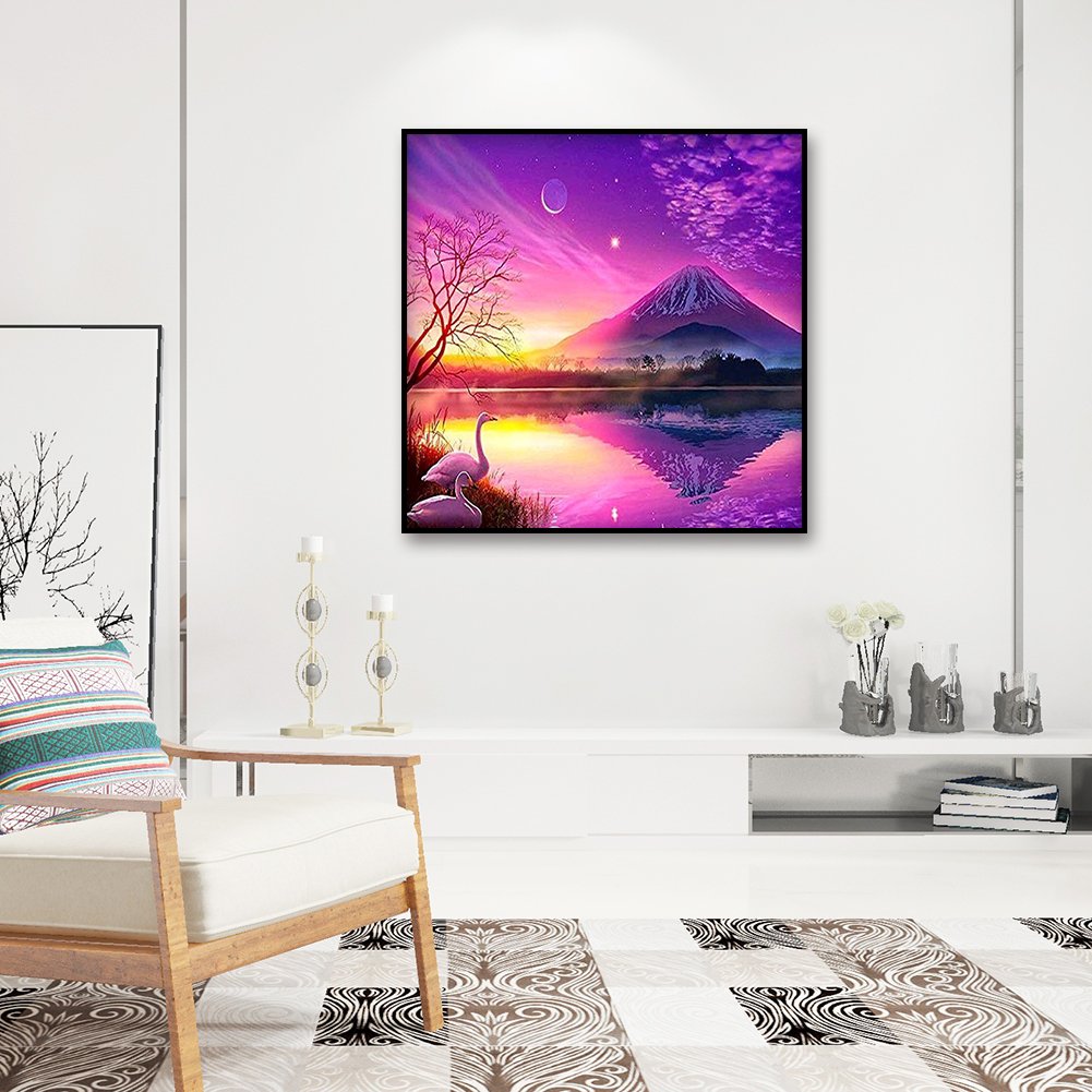 Diamond Painting - Full Round - Purple Snow Mountain