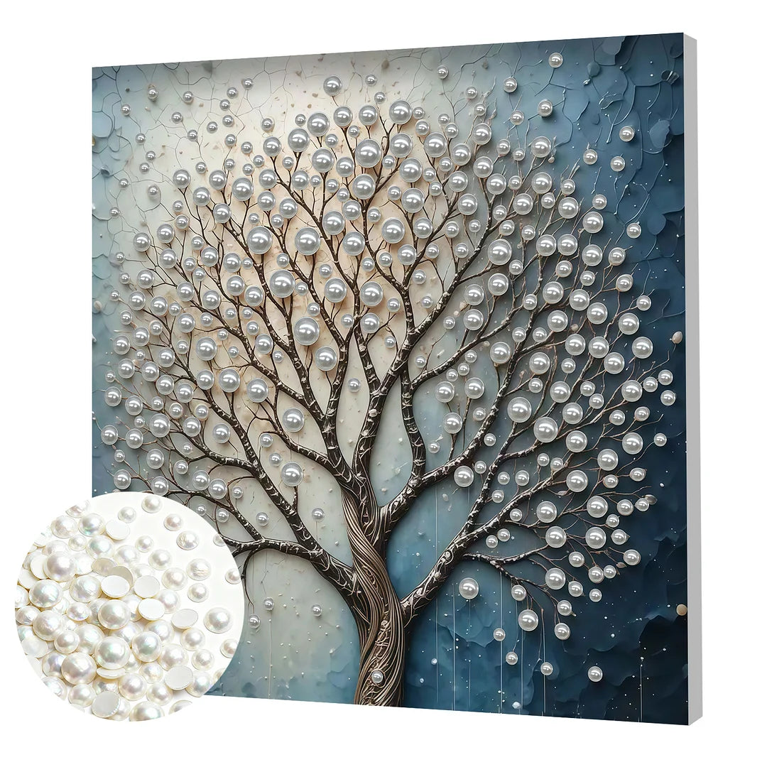 DIY Pearl Painting With Frame - Handmade Self-Adhesive Pearls - Sacred Tree (30*30cm)