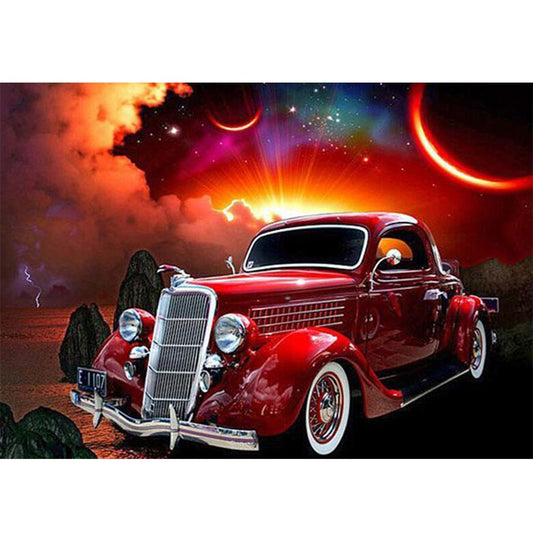 5D Diy Diamond Painting Kit Full Round Beads Retro Car