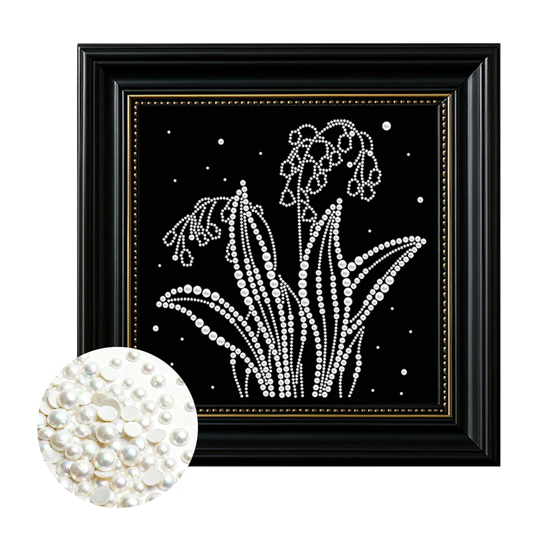 DIY Pearl Painting With Frame - Handmade Self-Adhesive Pearls - Plants (27*27cm)
