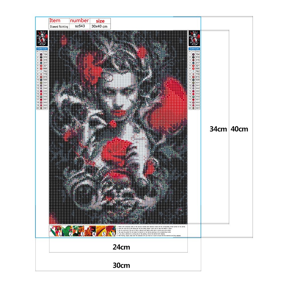 Diamond Painting - Full Round - Skull Flower Woman