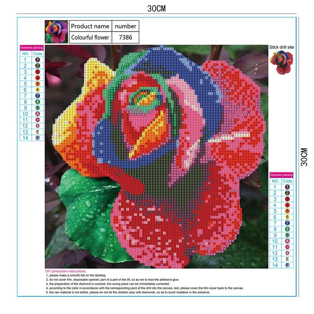 Diamond Painting - Partial Round - Colorful Rose