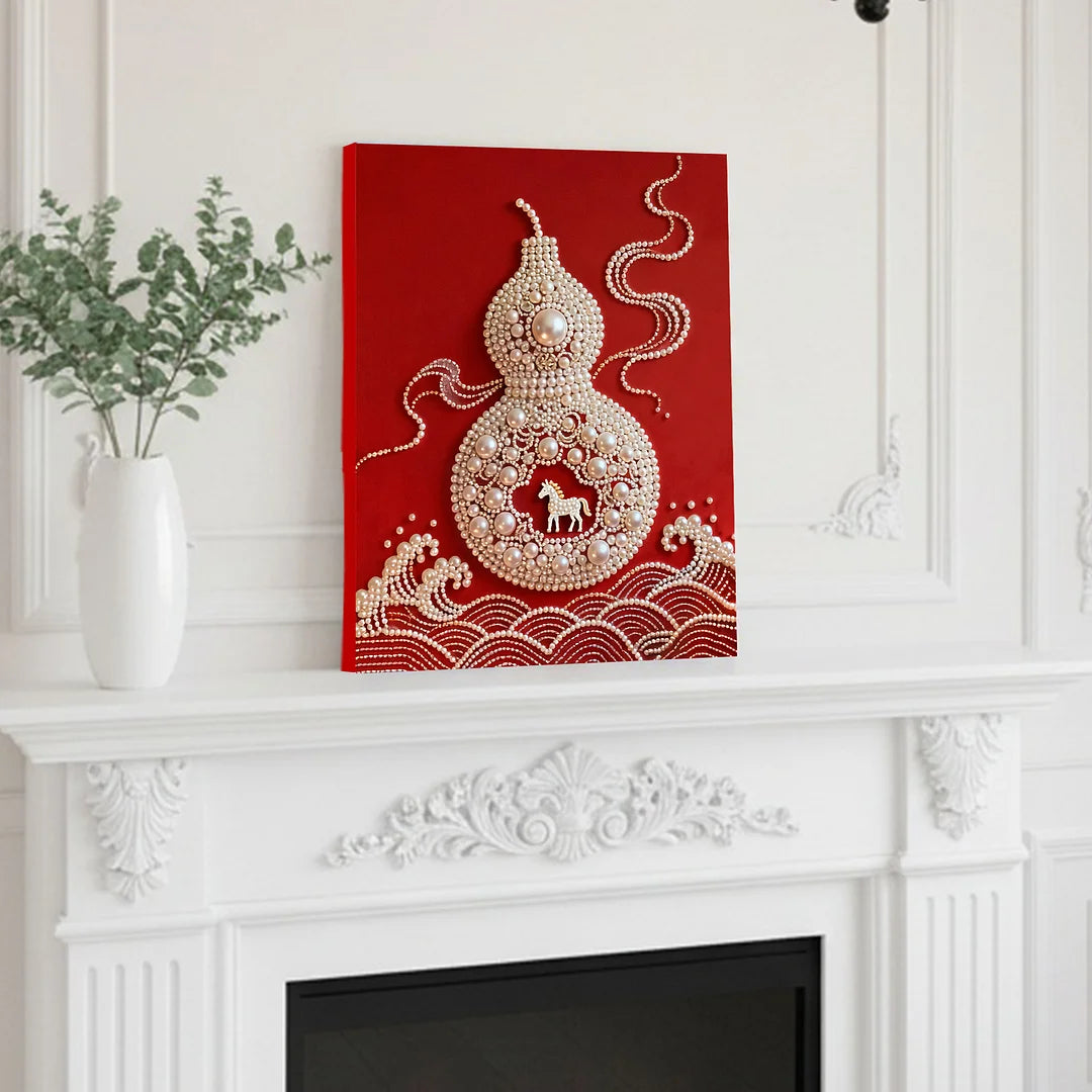 DIY Pearl Painting With Frame - Handmade Self-Adhesive Pearls - Gourd (40*50cm)