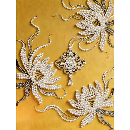DIY Pearl Painting With Frame - Handmade Self-Adhesive Pearls - Wheat Ingot (30*40cm) B