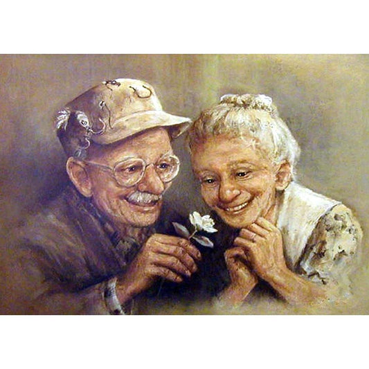 5D Diy Diamond Painting Kit Full Round Beads Romantic Old Couple