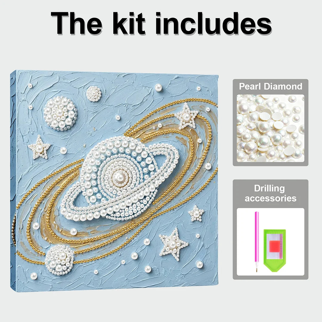 DIY Pearl Painting With Frame - Handmade Self-Adhesive Pearls - Starry Sky (25*25cm)