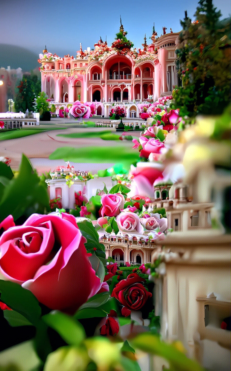 Full Round/Square Diamond Painting Kits | Rose Castle B 40x70cm 50x80cm