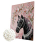 DIY Pearl Painting With Frame - Handmade Self-Adhesive Pearls - Horse (30*40cm) B