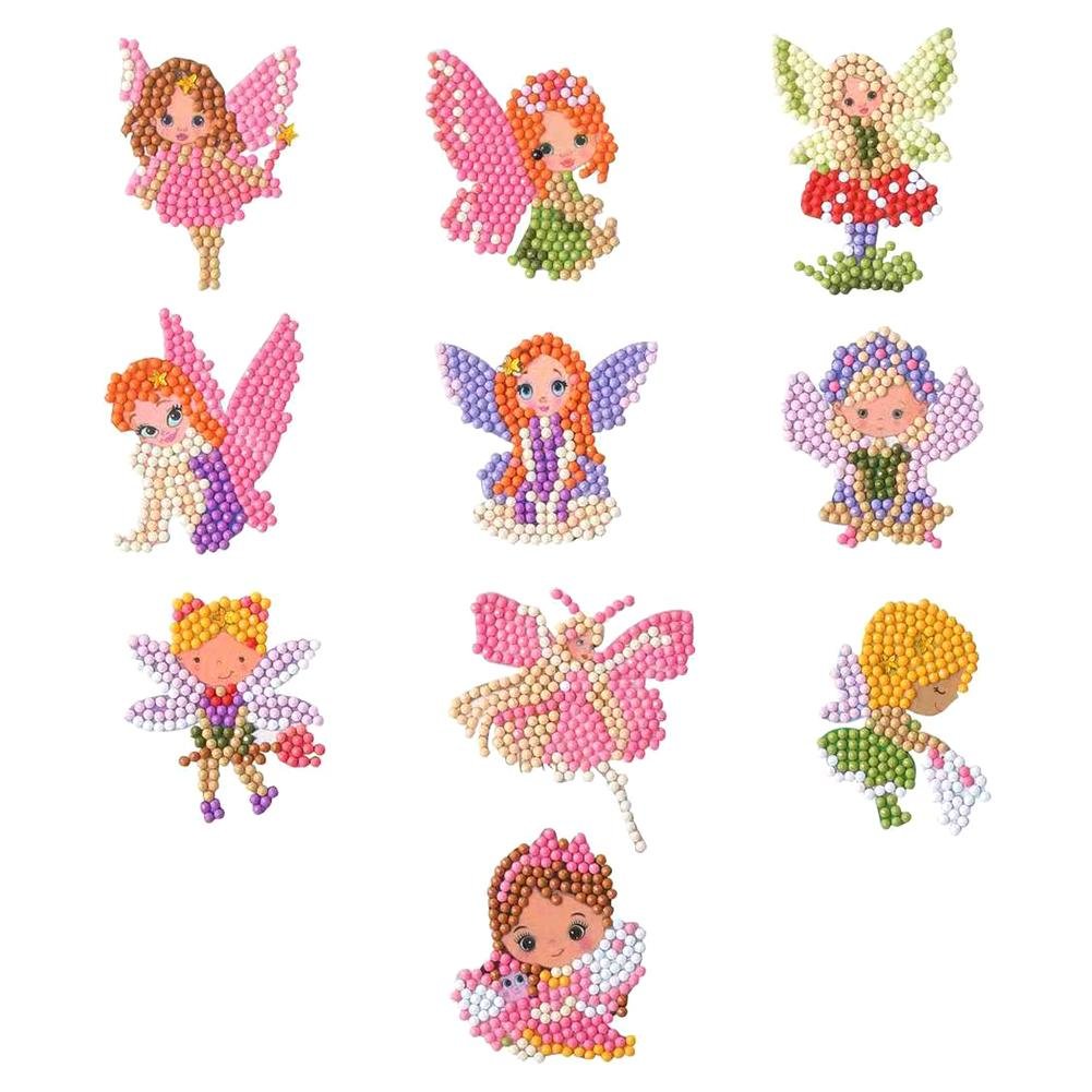 DIY Full Drill Round Cartoon Fairy Diamond Painting Puzzle Sticker