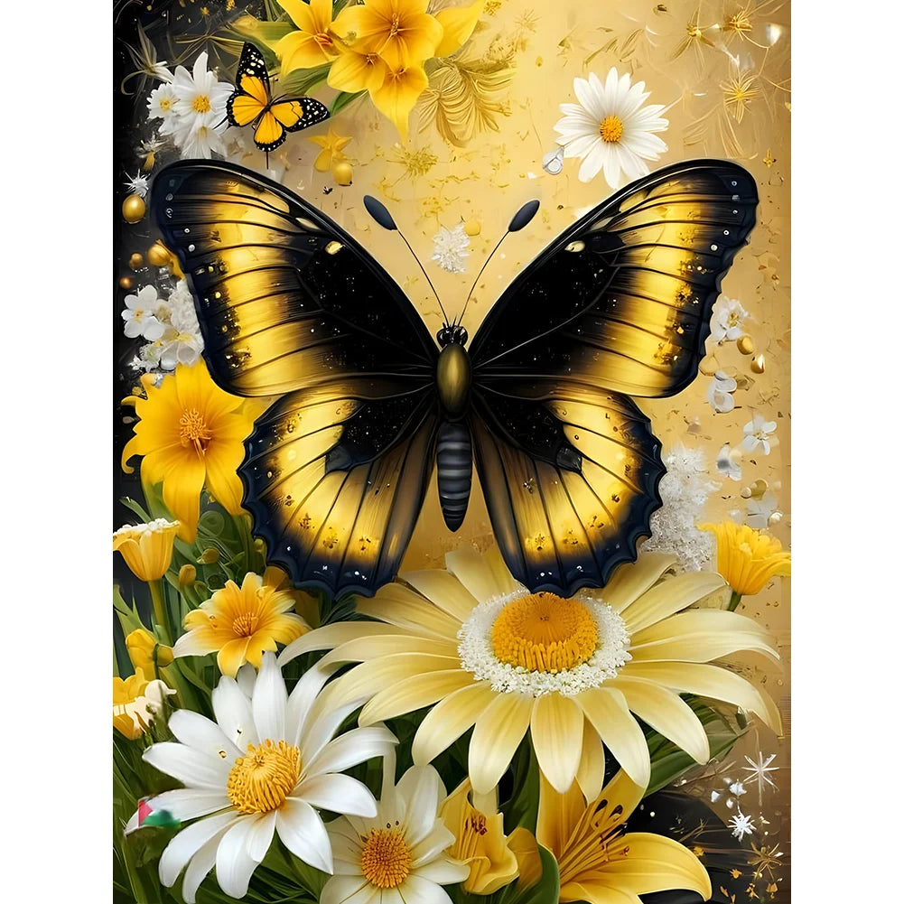 Diamond Painting - Full Round / Square - Daisy Butterfly