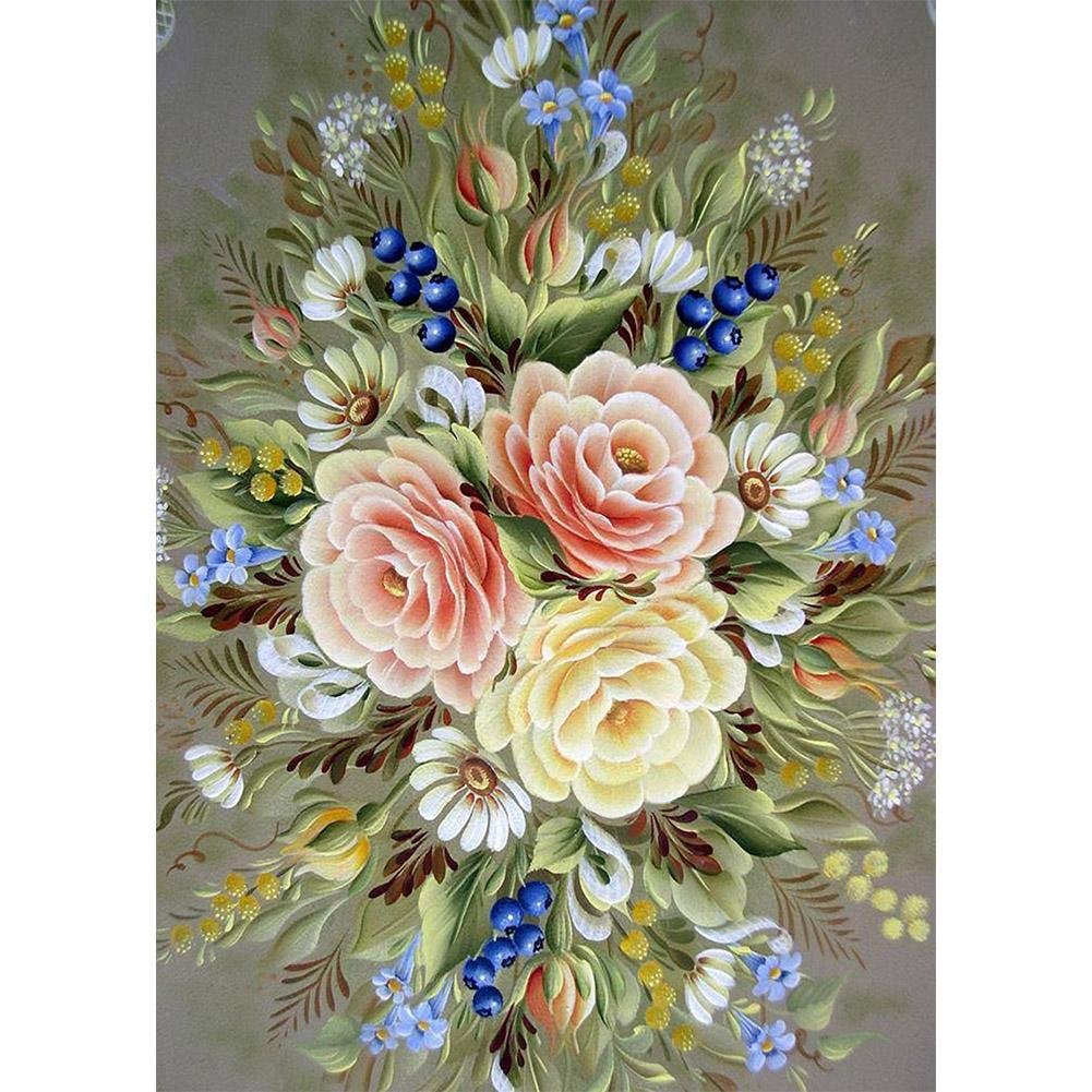 5D Diy Diamond Painting Kit Full Round Beads Flowers