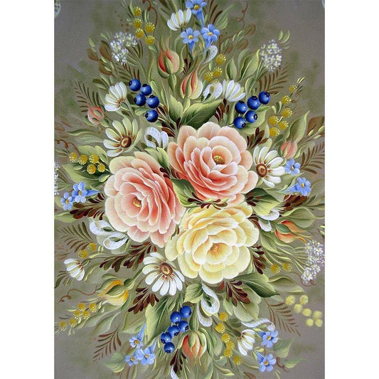 5D Diy Diamond Painting Kit Full Round Beads Flowers