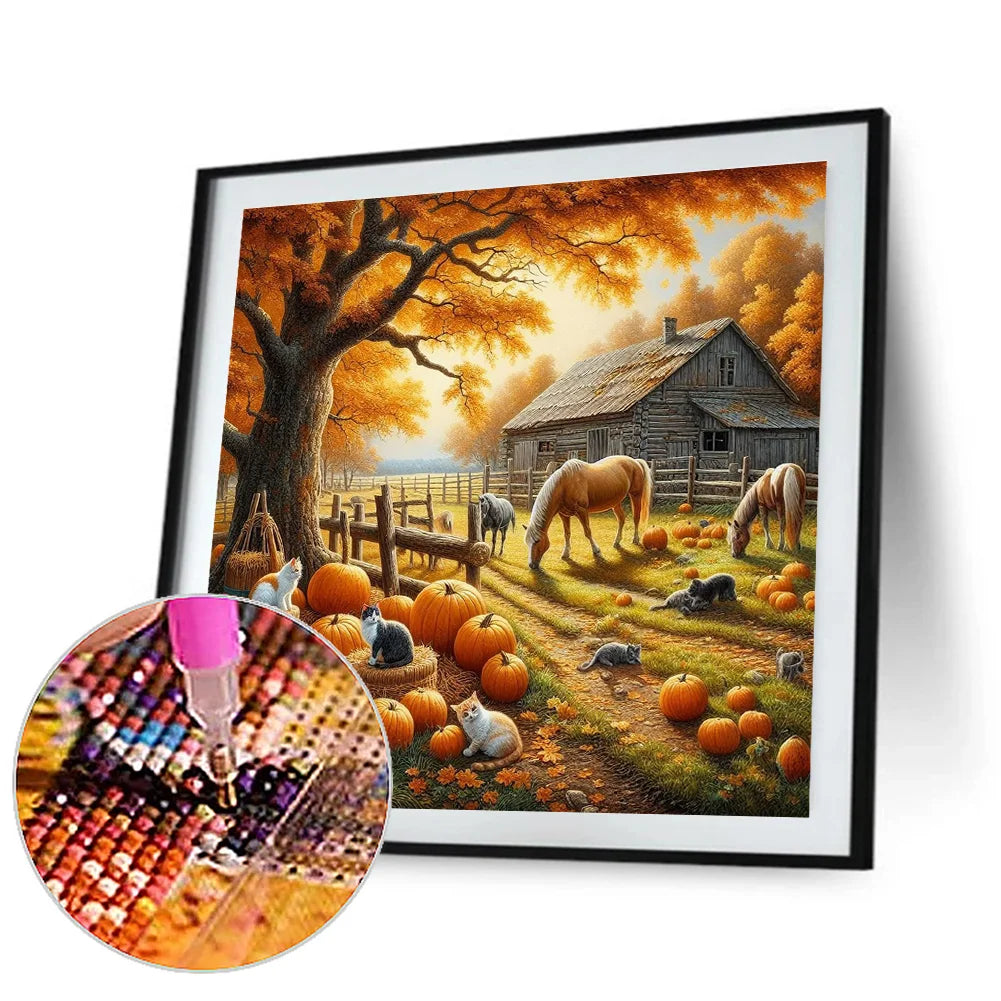 Diamond Painting - Full Round / Square - Autumn Farm Pumpkins