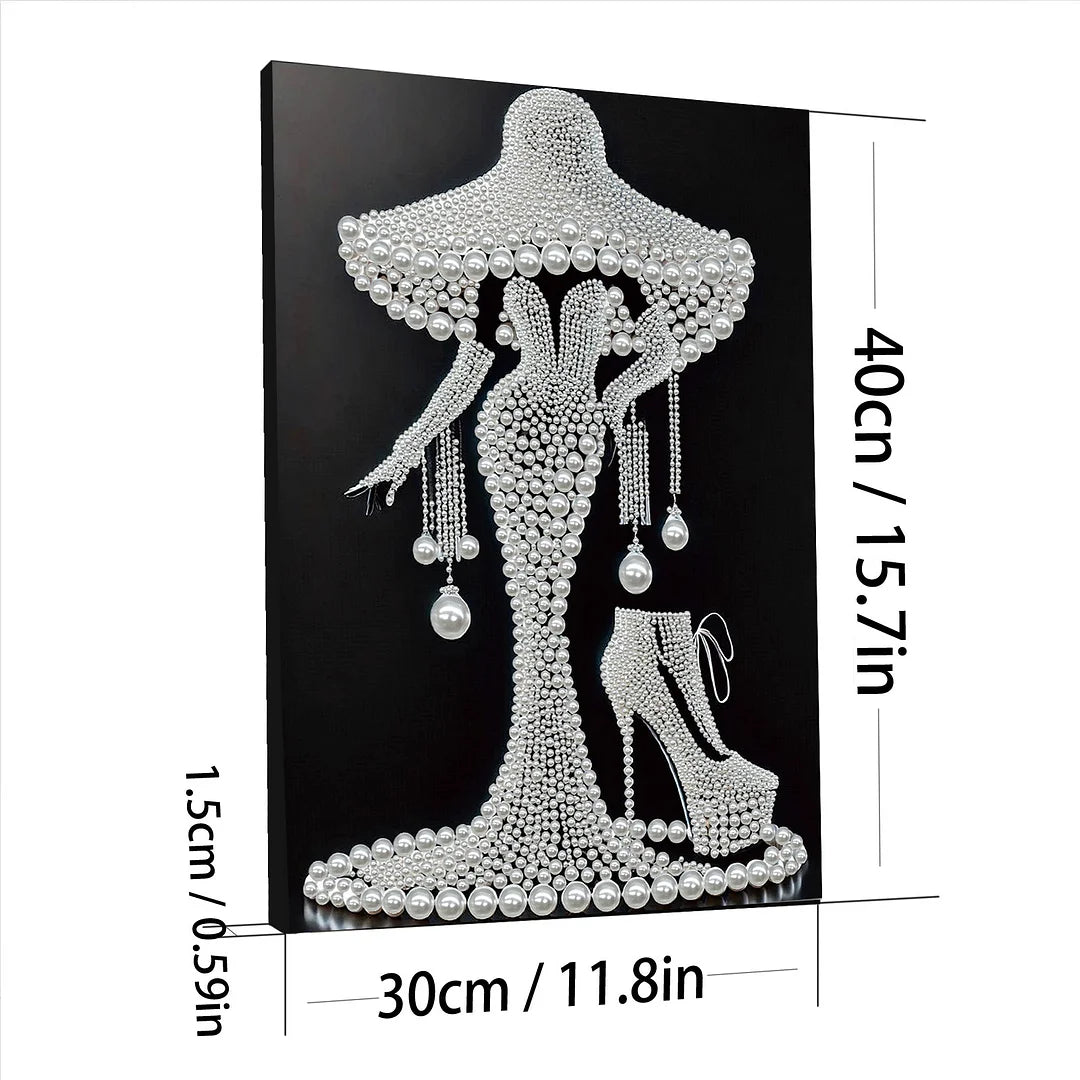 DIY Pearl Painting With Frame - Handmade Self-Adhesive Pearls - Lady (30*40cm)