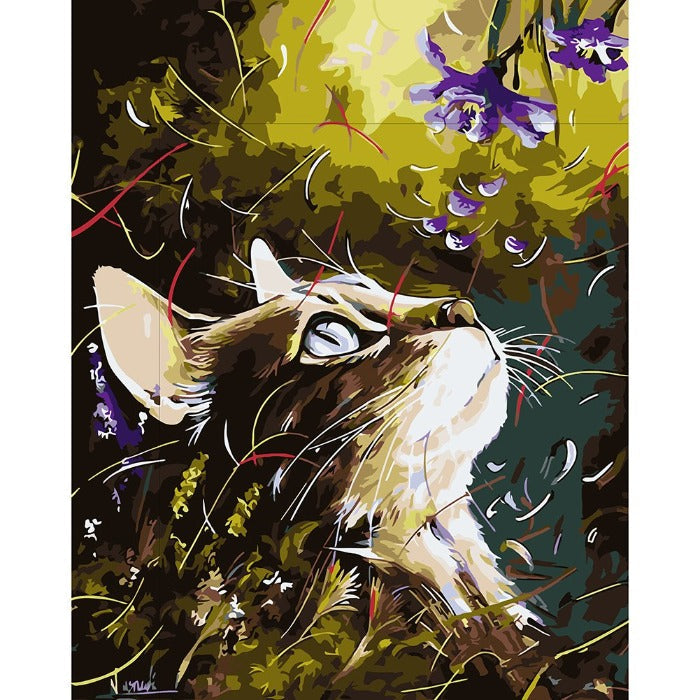 Lovely Cat Oil Painting By Number Hand Painted Drawing Acrylic Canvas 