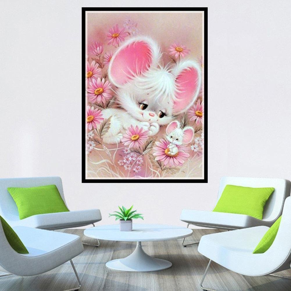 Diamond Painting - Partial Round - Cute White Mouse