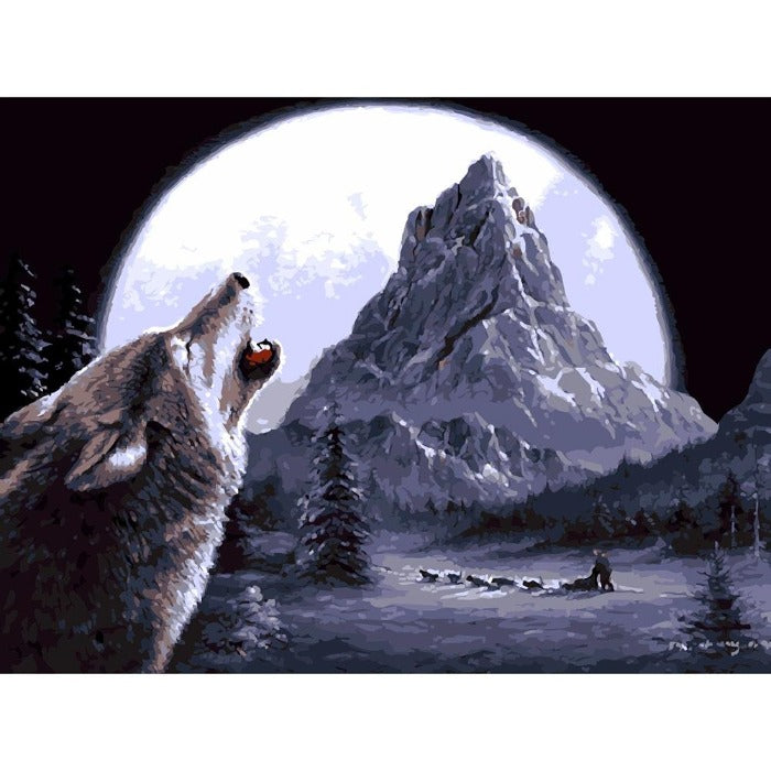 Painting By Numbers Kit Wolf Hand Painted Canvas Oil Art Picture Craft