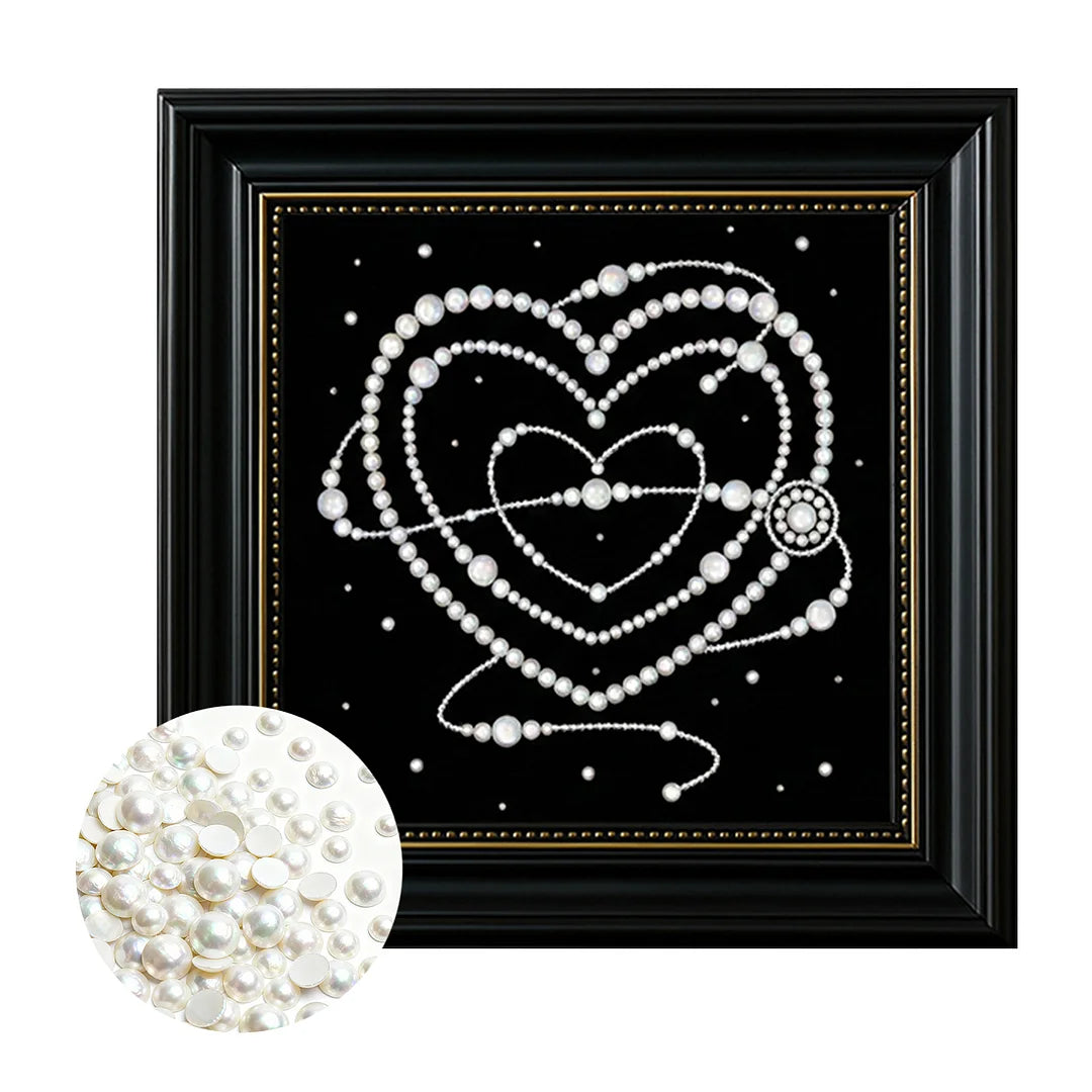 DIY Pearl Painting With Frame - Handmade Self-Adhesive Pearls - Love (27*27cm)