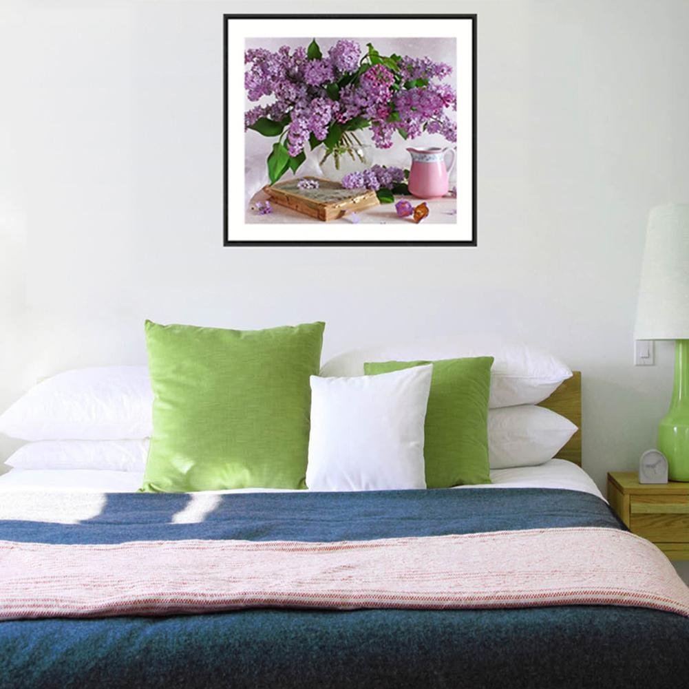 Diamond Painting - Partial Round - Purple Flowers