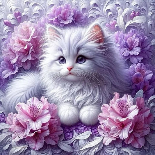 Diamond Painting - Full Round / Square - White Cat