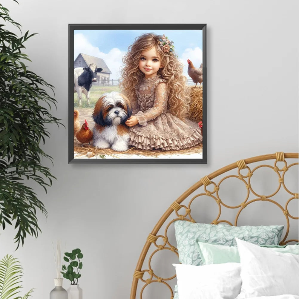 Diamond Painting - Full Round / Square - Dog and Girl G