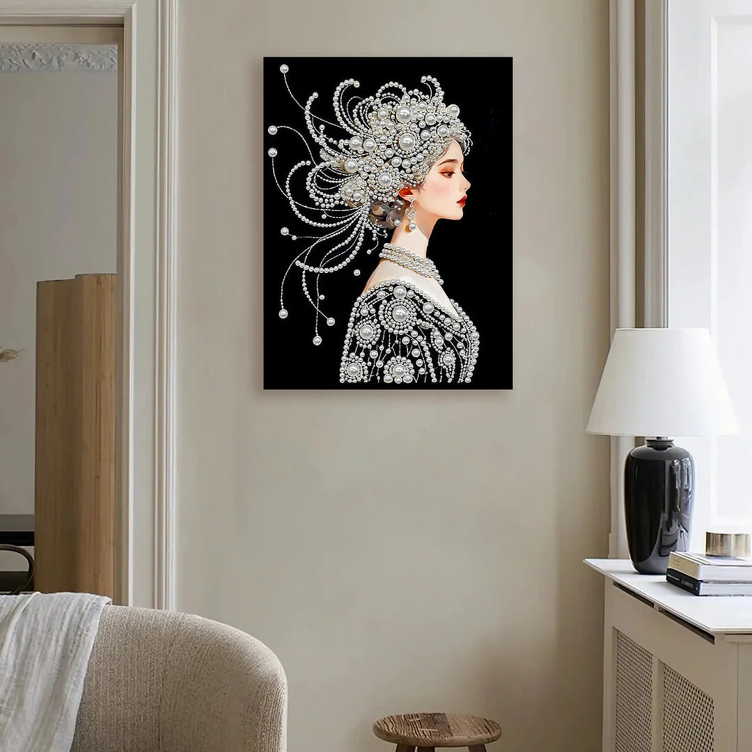 DIY Pearl Painting With Frame - Handmade Self-Adhesive Pearls - Ancient Girl (30*40cm)