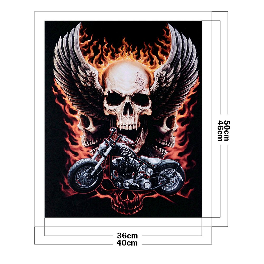 11ct Stamped Cross Stitch - Motorcycle Skull(40*50cm)