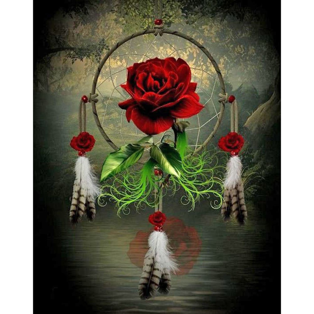 5D Diy Diamond Painting Kit Full Round Beads Rose Dreamcatcher