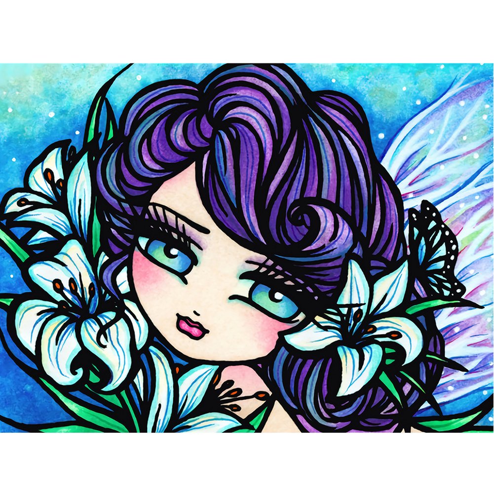 5D Diy Diamond Painting Kit Full Round Beads Girl with Big Eyes
