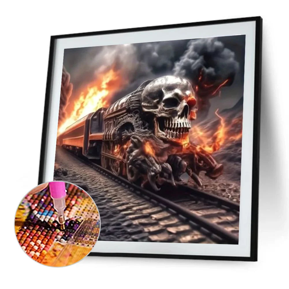 Diamond Painting - Full Round / Square - Skeleton Train