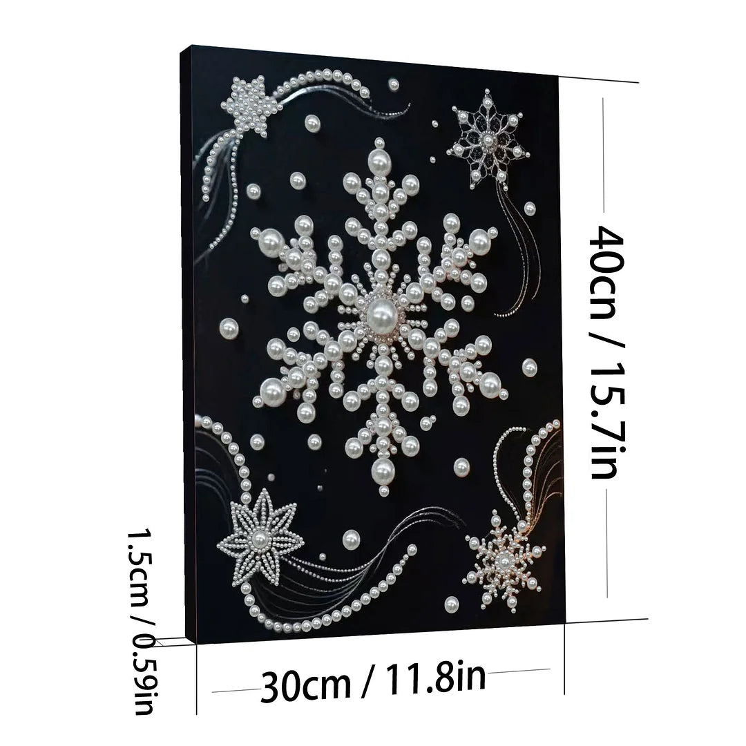 DIY Pearl Painting With Frame - Handmade Self-Adhesive Pearls - Snowflake (30*40cm) C