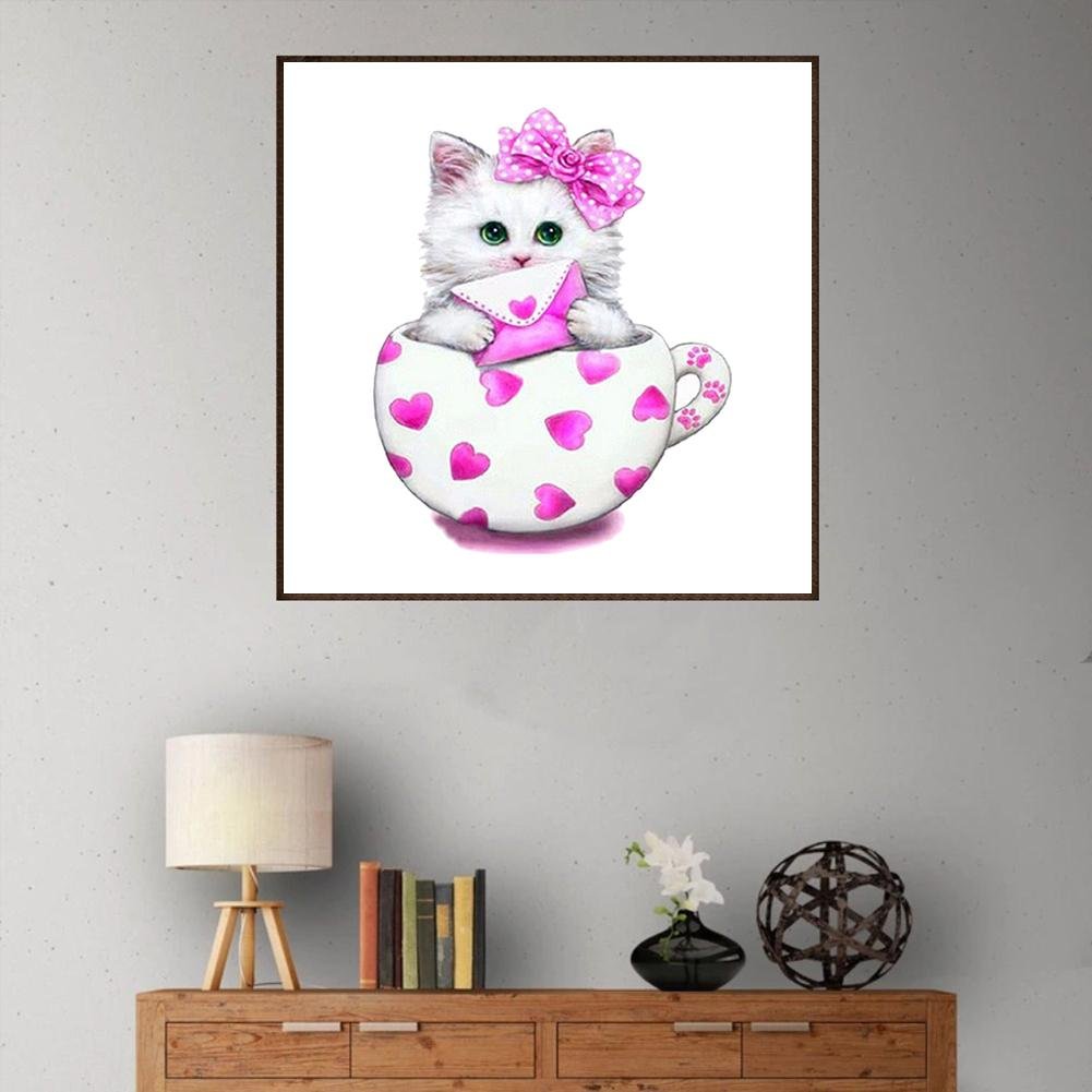 Diamond Painting - Partial Round - Cup Cat E