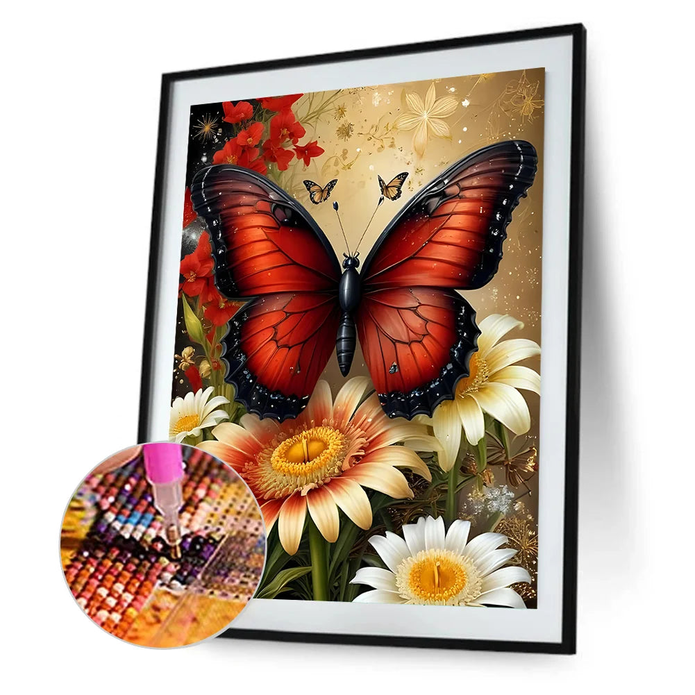 Diamond Painting - Full Round / Square - Red Butterfly