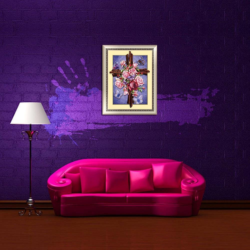 Diamond Painting - Full Round - Rose in Cross