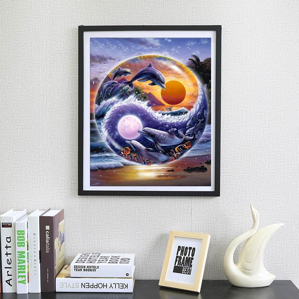 5D DIY Diamond Painting Kit - Partial Round - Eight-Diagram Dolphin