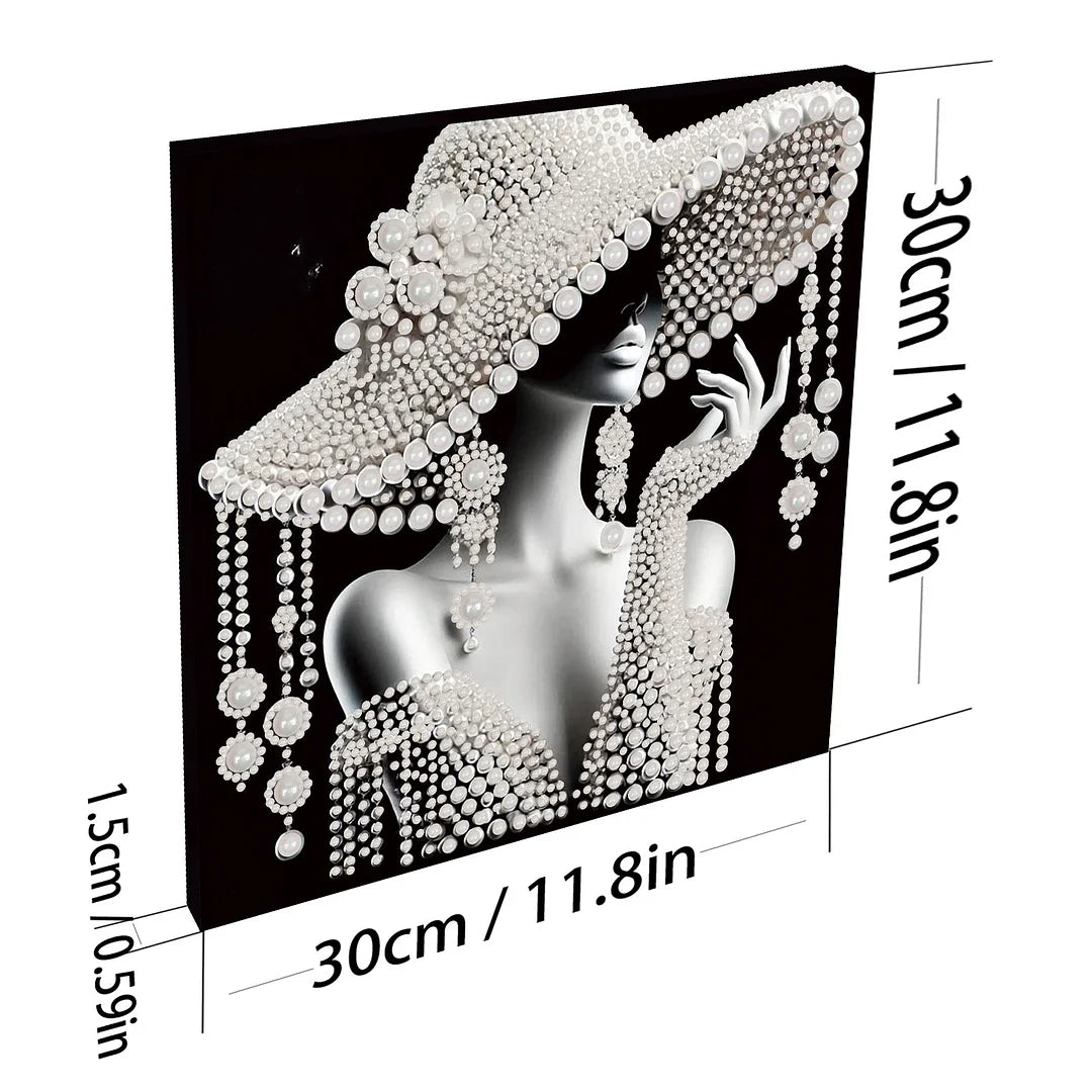 DIY Pearl Painting With Frame - Handmade Self-Adhesive Pearls - Hat Elegance (30*30cm)