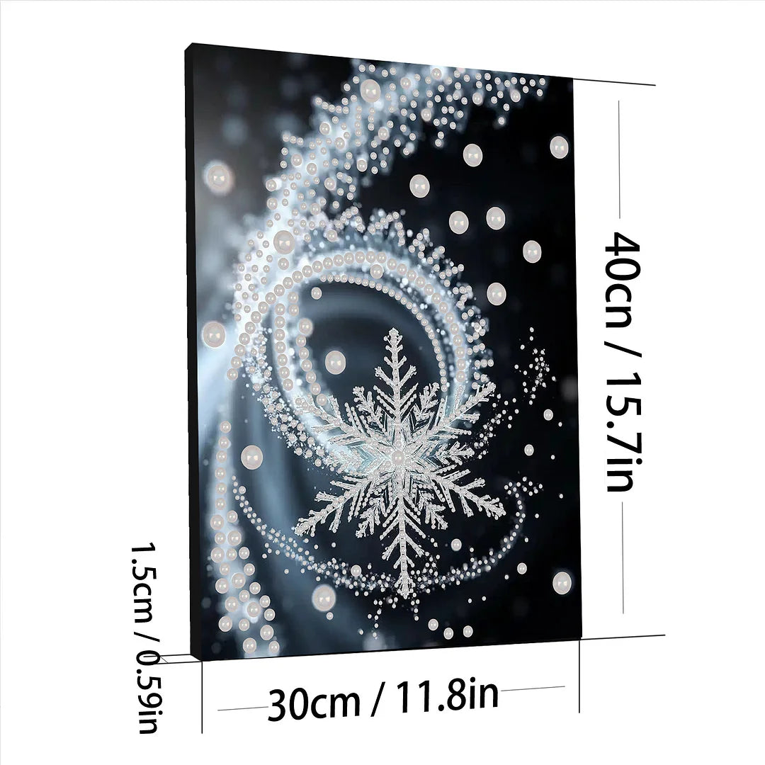DIY Pearl Painting With Frame - Handmade Self-Adhesive Pearls - Snowflake (30*40cm) A