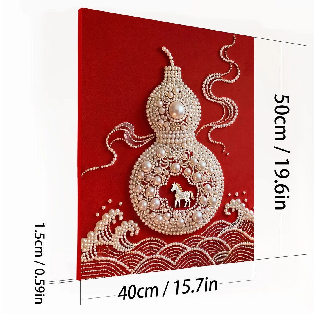 DIY Pearl Painting With Frame - Handmade Self-Adhesive Pearls - Gourd (40*50cm)