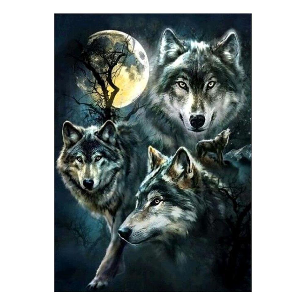 5D Diy Diamond Painting Kit Full Round Beads Wolfs