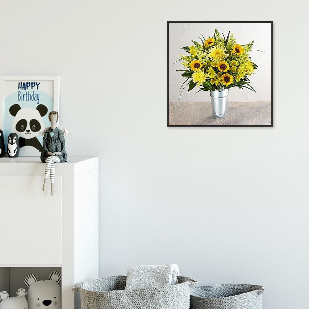 Diamond Painting - Full Round - Yellow Flower Vase