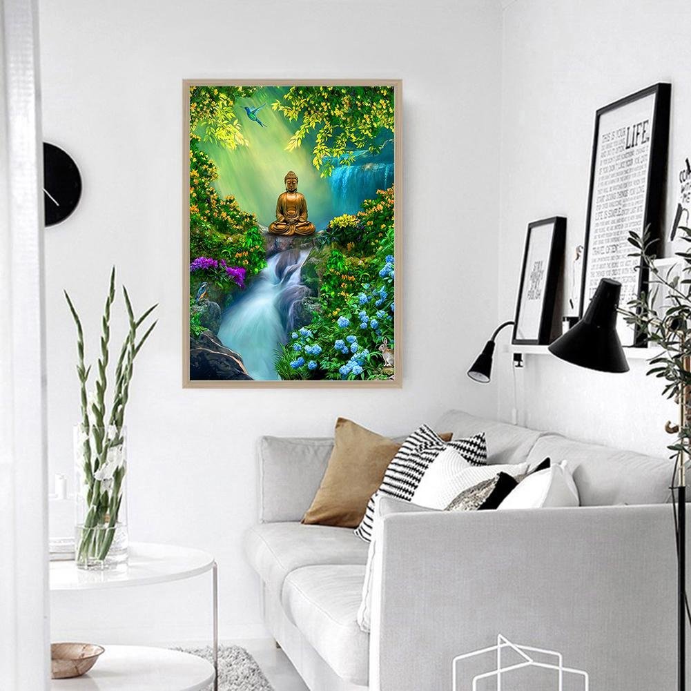 Diamond Painting - Full Round - Buddha Forest Waterfall