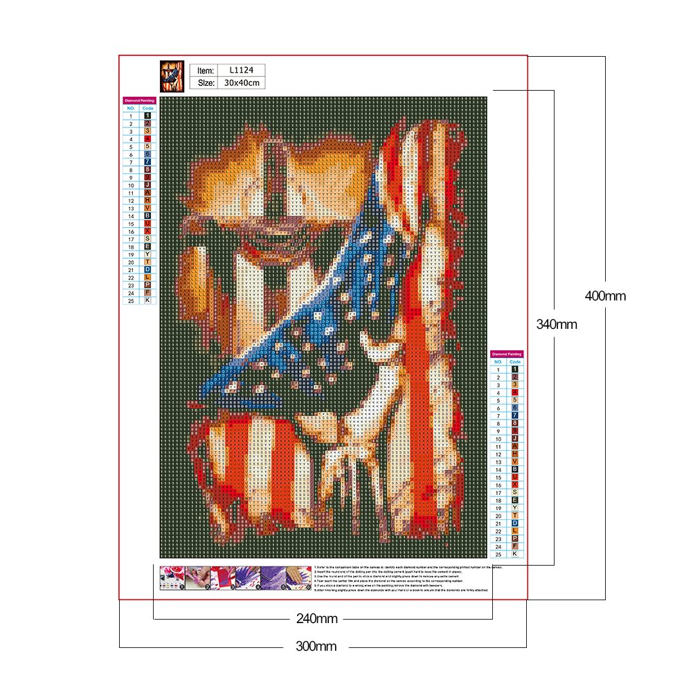 5D DIY Diamond Painting Kit - Full Round - Cross & Us Flag