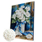 DIY Pearl Painting With Frame - Handmade Self-Adhesive Pearls - Blue Vase (30*40cm)
